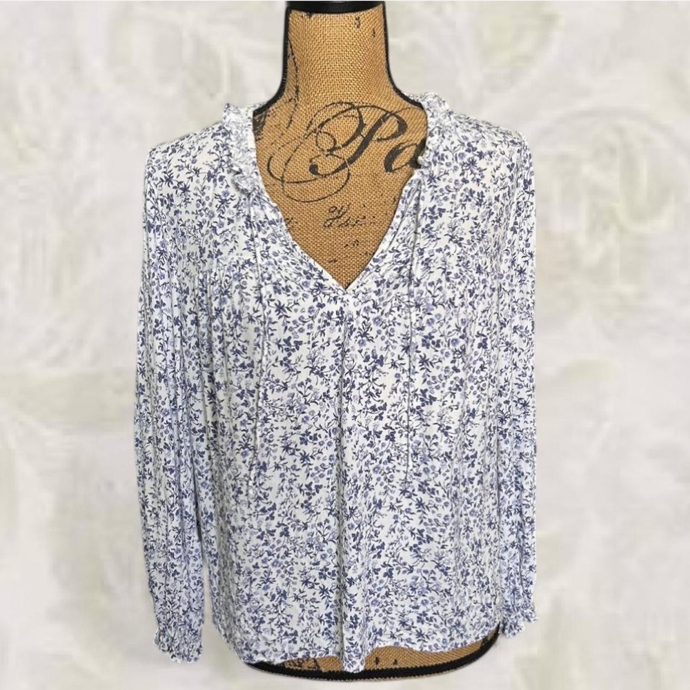 Reformation Blue and White Floral Blouse